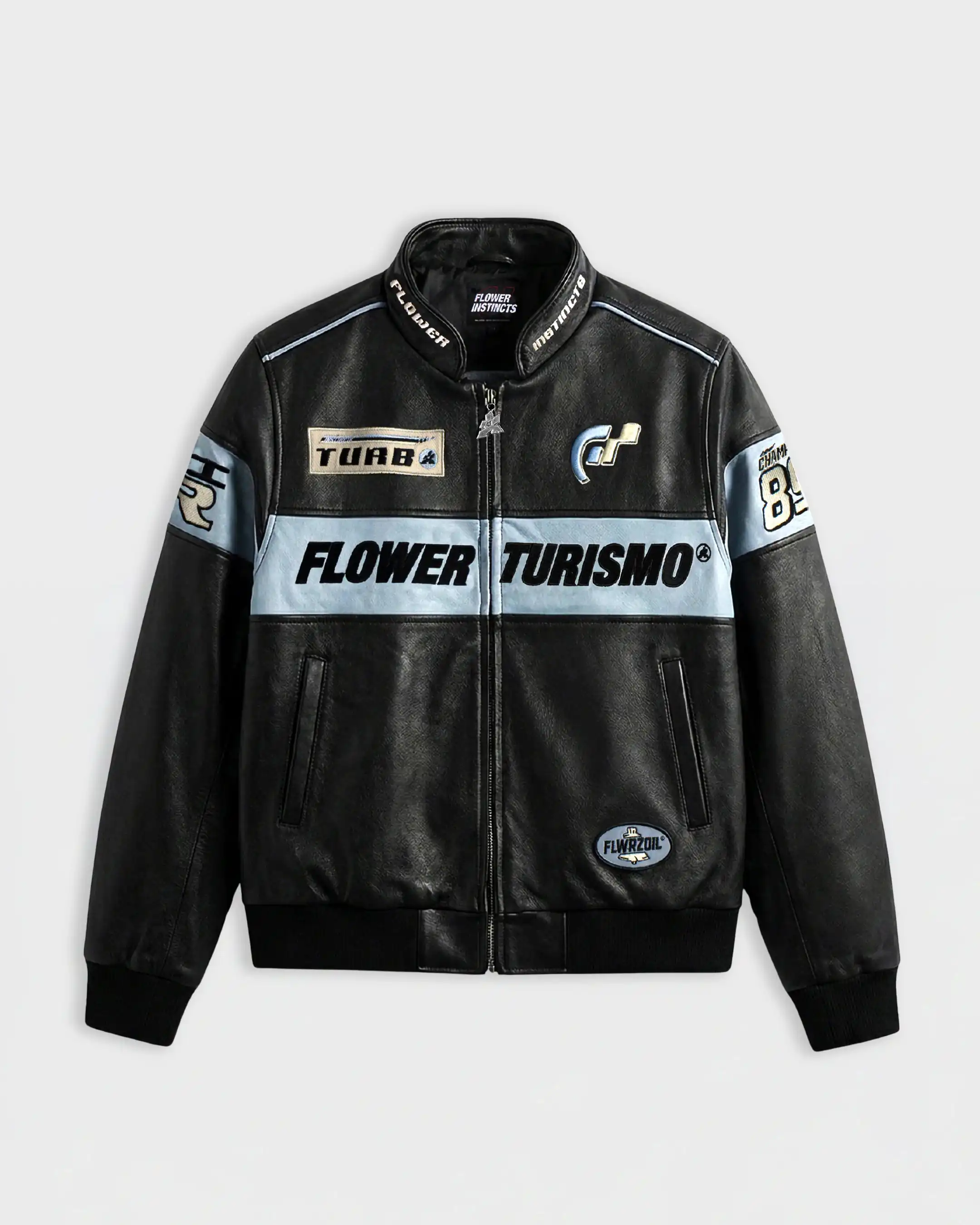 RACING JACKET FLOWER GTR LEATHER BLACK